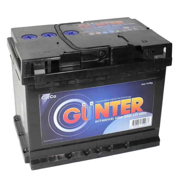 Аккумулятор GUNTER 60Ah прямой SAE500