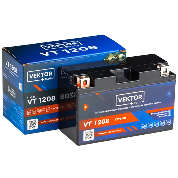 Аккумулятор VEKTOR PLUS VT 1208 12V8Ah AGM
