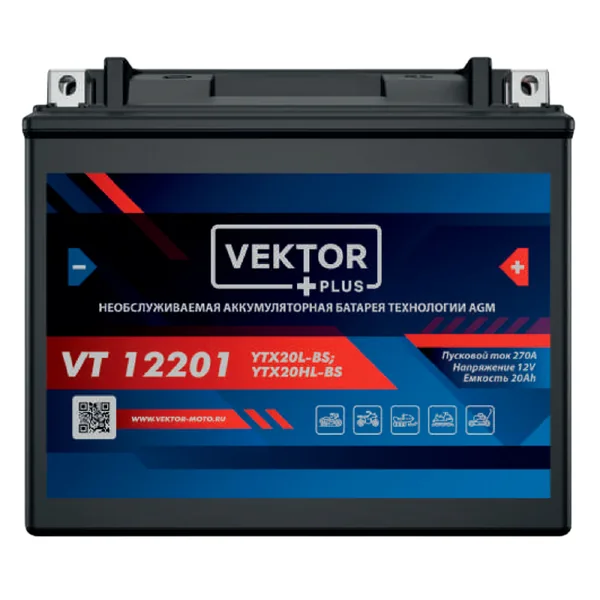 Аккумулятор VEKTOR PLUS 21 Ач 350 А, обратная полярность, YTX24HL