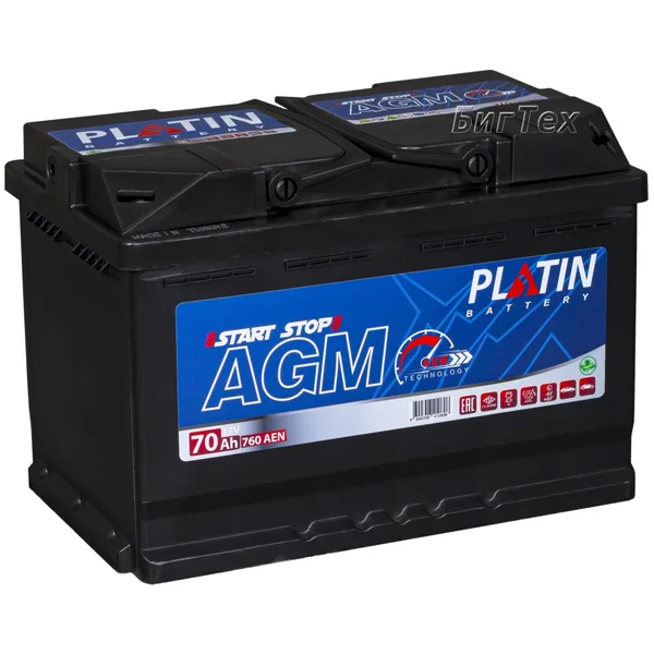 Аккумулятор PLATIN AGM OEM 70 Ач 760 А (EN), обратная полярность, LN3
