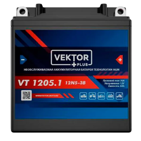 Аккумулятор VEKTOR PLUS VT 1205.1 12V5Ah