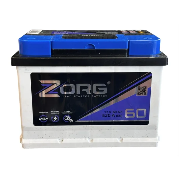 Аккумулятор ZORG 60 Ач 530 А (EN), обратная полярность, LN2