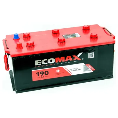 Аккумулятор EcoMax 190 Ач 1200 А (EN), прямая полярность, 6ST-190