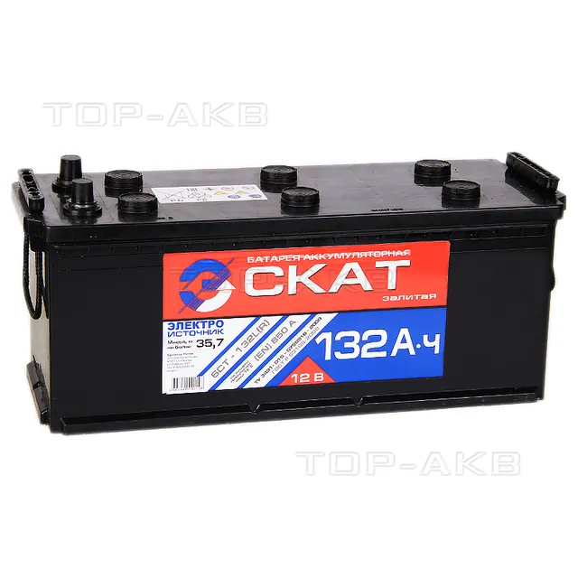Аккумулятор SKAT 132 Ач 850 А (EN), прямая полярность, 6ST-140