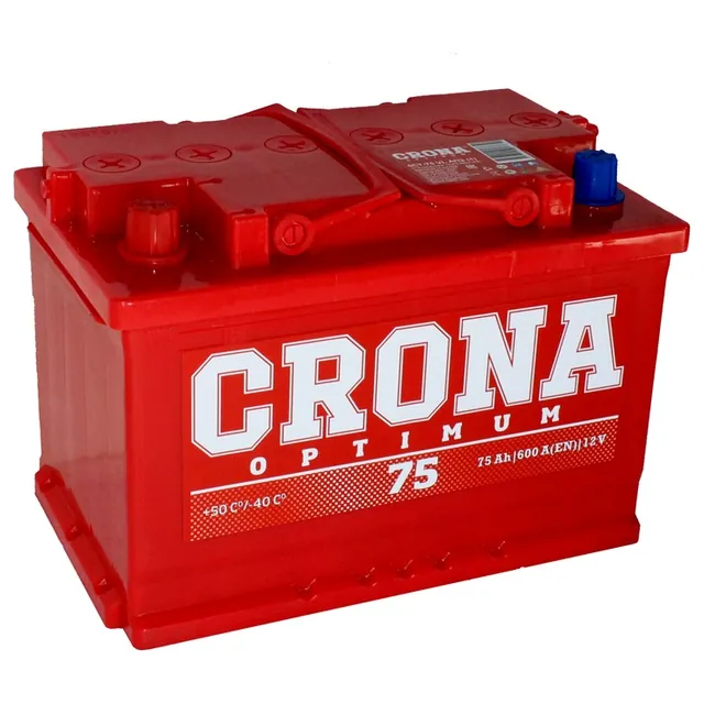 Аккумулятор CRONA 75 Ач 600 А (EN), прямая полярность, LN3