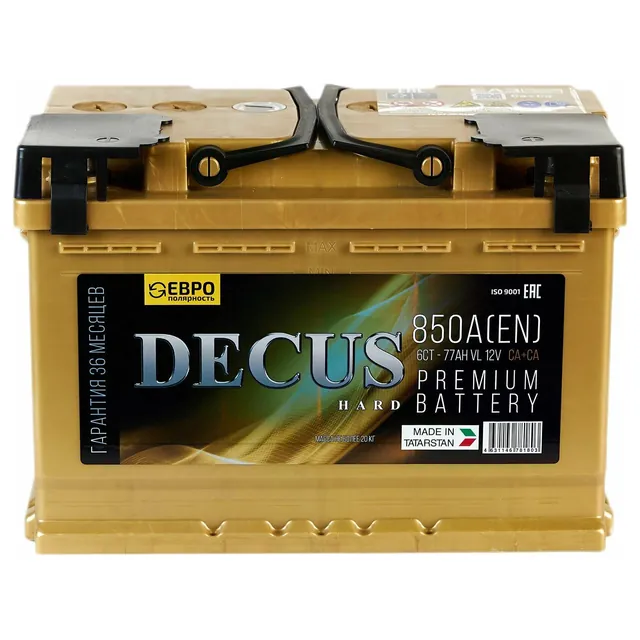 Аккумулятор DECUS 77 Ач 850 А (EN), обратная полярность, LN3