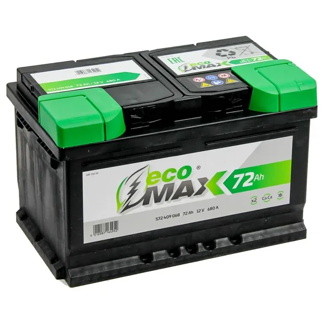 Аккумулятор EcoMax 72 Ач 680 А (EN), обратная полярность, LN3