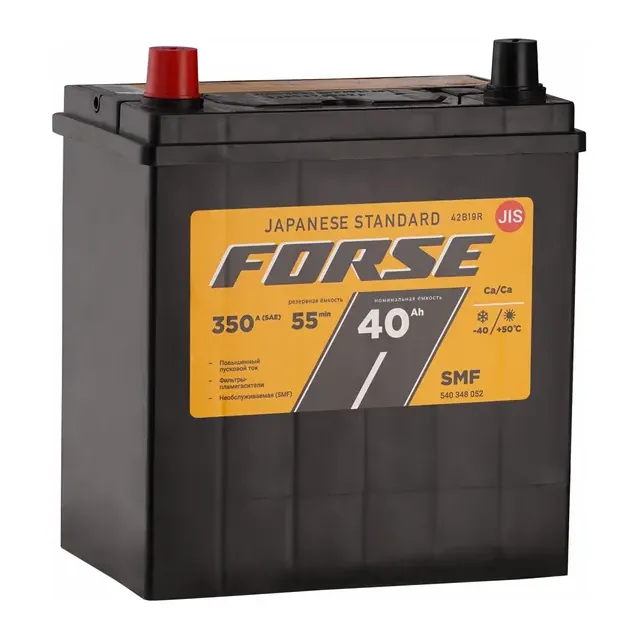Аккумулятор FORSE 40 Ач 350 А (EN), прямая полярность, B19