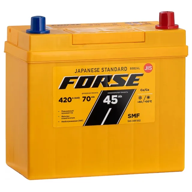 Аккумулятор FORSE 45 Ач 420 А (SAE), обратная полярность, B24