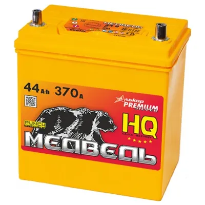 Аккумулятор МЕДВЕДЬ 44 Ач 370 А (EN), прямая полярность, B19