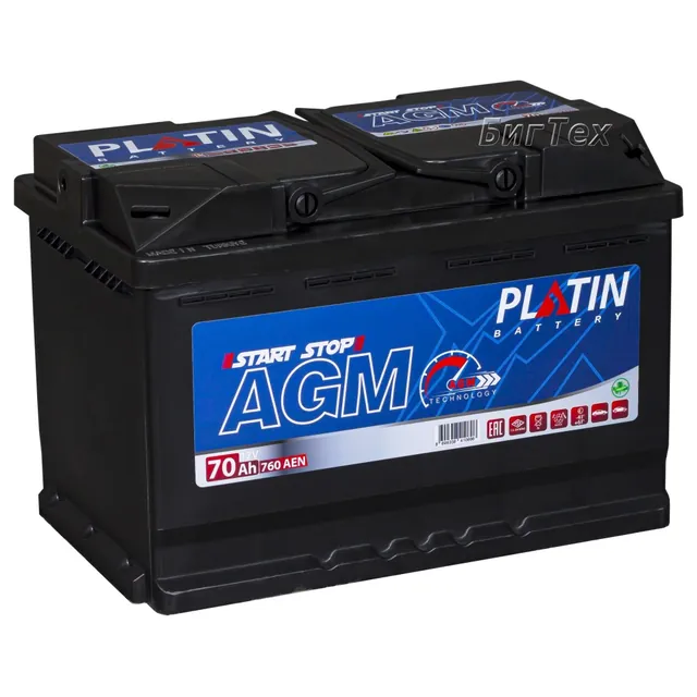 Аккумулятор PLATIN AGM OEM 70 Ач 760 А (EN), обратная полярность, LN3
