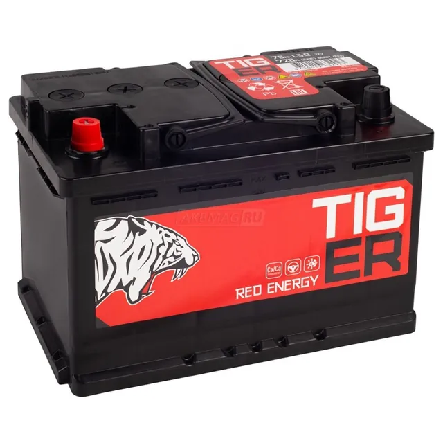 Аккумулятор TIGER Red Energy 75 Ач 650 А (EN), прямая полярность, LN3