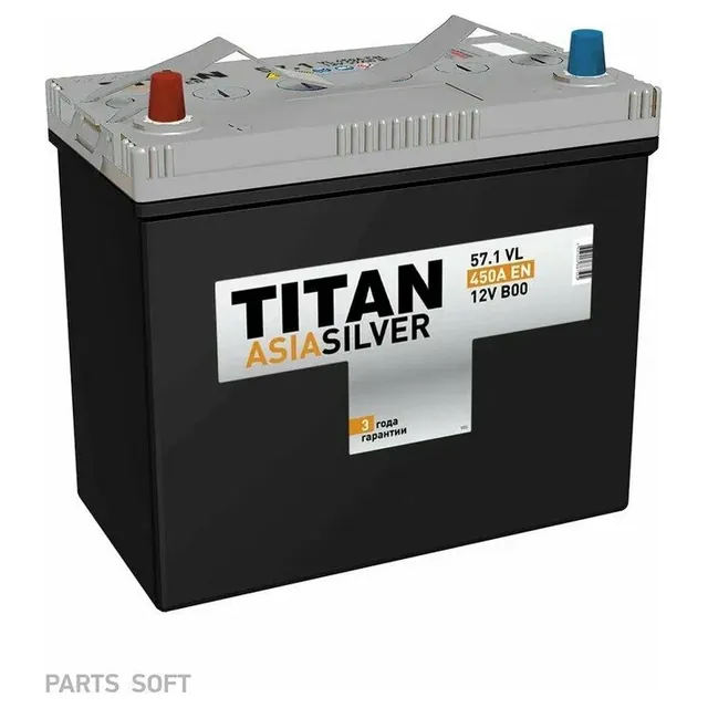 Аккумулятор TITAN Asia Silver 57 Ач 450 А (EN), прямая полярность, B24