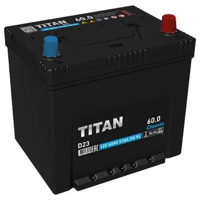 Аккумулятор TITAN Asia Classic 60 Ач 510 А (EN), обратная полярность, D23