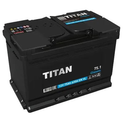 Аккумулятор TITAN Classic 75 Ач 620 А (EN), обратная полярность, LN3