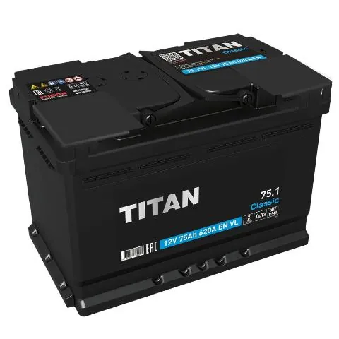 Аккумулятор TITAN Classic 75 Ач 620 А (EN), прямая полярность, LN3
