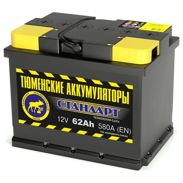 Аккумулятор ТЮМЕНСКИЕ АККУМУЛЯТОРЫ Стандарт 62 Ач 580 А (EN), прямая полярность, LN2