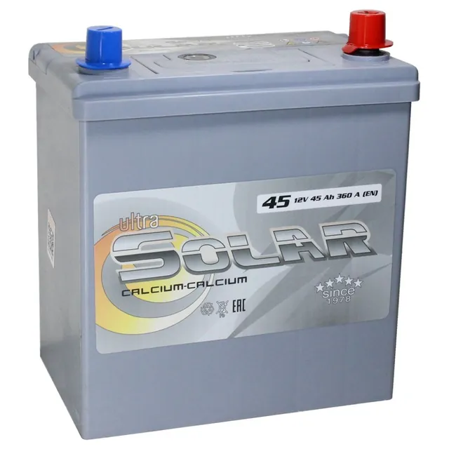 Аккумулятор ULTRA SOLAR BLACK ASIA 45 Ач 360 А (EN), обратная полярность, B19