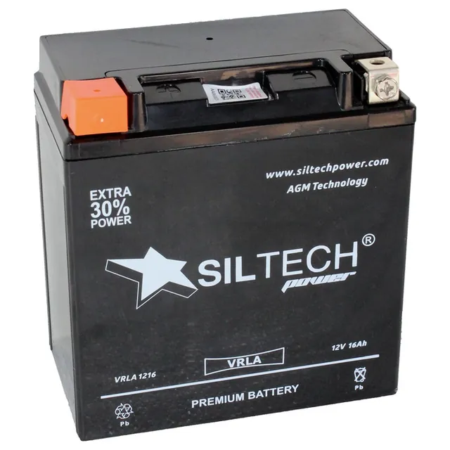 Аккумулятор SILTECH 16 Ач 250 А (EN), прямая полярность, YTX16