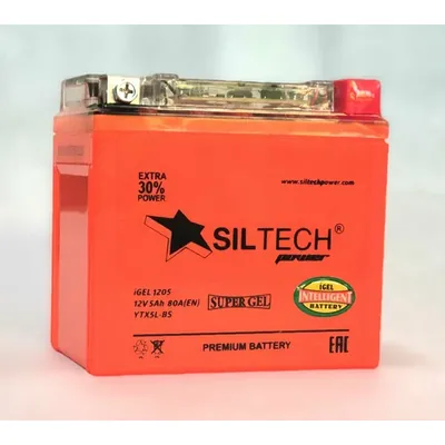 Аккумулятор SILTECH 5 Ач 80 А (EN), обратная полярность, YTX5L