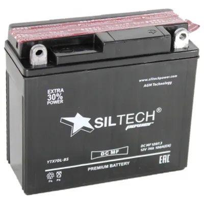 Аккумулятор SILTECH 7 Ач 100 А (EN), обратная полярность, YTX7L