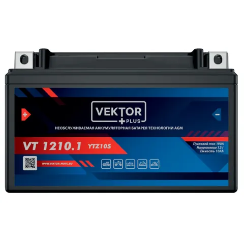 Аккумулятор VEKTOR PLUS 10 Ач 190 А, обратная полярность, YTZ10S