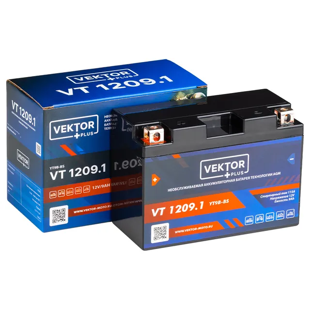 Аккумулятор VEKTOR 9 Ач 115 А, обратная полярность, YTX9